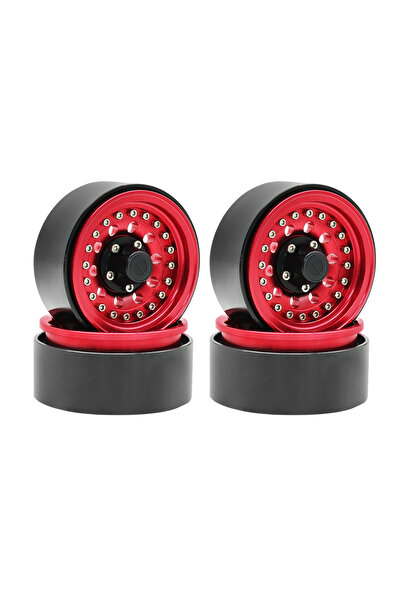 Choice 4pcs Red 1/10Metal 1.9 Beadlock Wheel Hub Rim for 1/10 RC Crawler Axia...