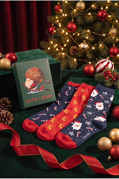 Katia&Bony Children's 3-Piece Santa Claus Boxed Socket Christmas Stocking