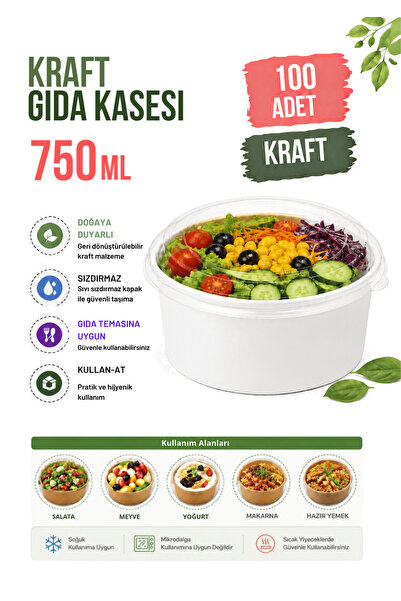 OREGO Karton Gıda Kasesi Beyaz 750 ml - 100 adet