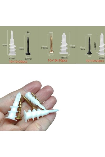 Choice 10 sets 13x42mm Self Drilling Drywall Anchor with Tapping Screw for Pl...