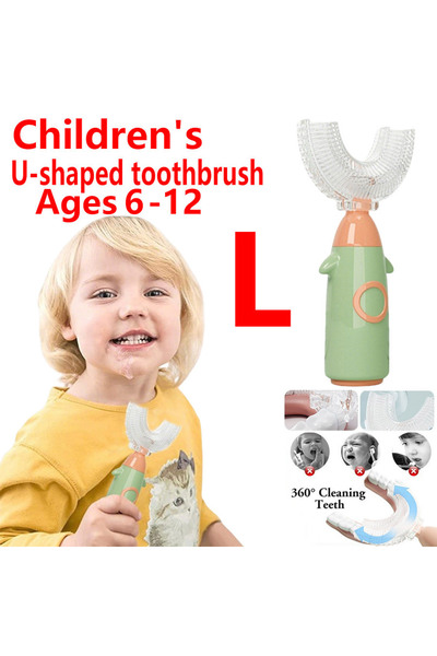 Choice5 L-Green 8-12Y U Shaped Kids Toothbrush Food Grade Silicone Soft for 2...