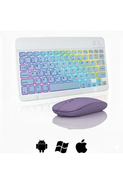Microcase RGB Tablet ve Telefonlar için Bluetooth Klavye ve Mouse Set - AL781...