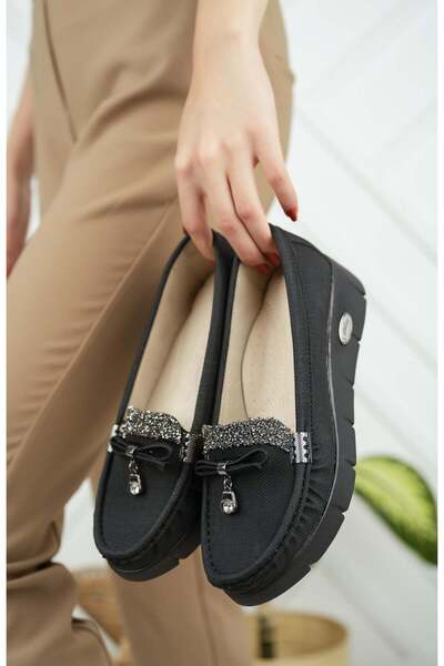 Nesil Shoes حذاء نسائي كاجوال من الدنيم الأسود التشريحي Nstar 400