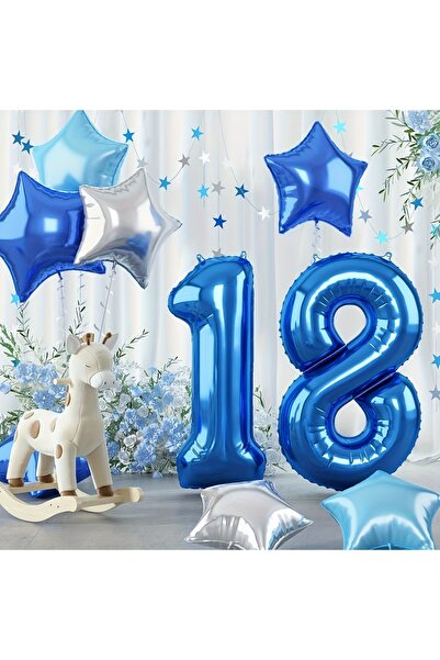 Choice 32inch 18 32inch Blue Number Balloon Set Dark Blue Number 10~50th Ball...