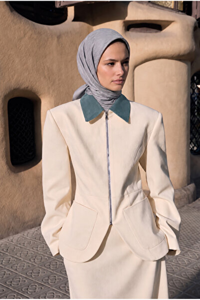 ARMANDA A Monogram Desen Eşarp - Gri