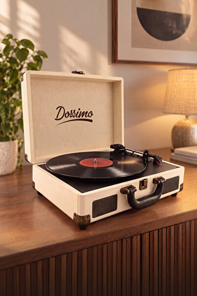Dossimo Retrotone BT+AUX+USB Destekli Yedek İğneli Krem Pikap Çalar DS-R100