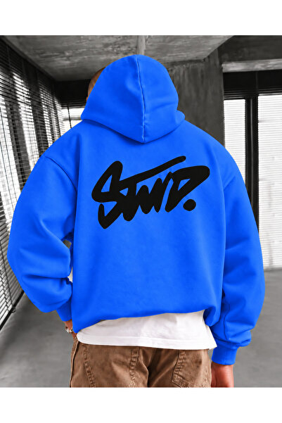 HAI COLLECTİON Erkek Sweatshirt 3 İplik Kapüşon Baskılı Oversize Kapüşonlu Ka...