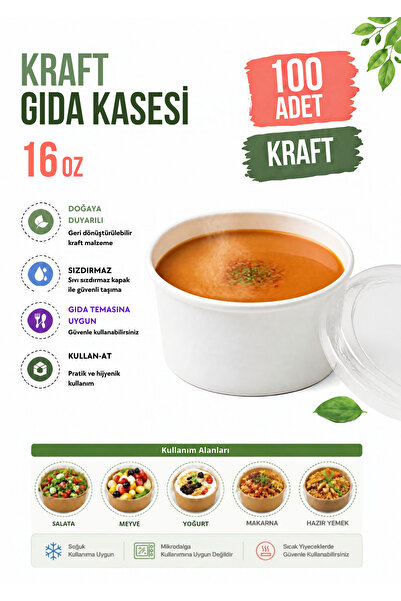 OREGO Karton Gıda Kasesi Beyaz 16 oz - 100 adet