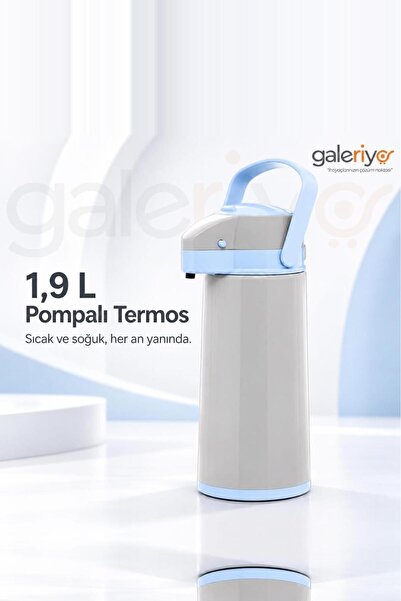 Galeriyo 1.9 Litre Termos Çay Termosu Su Termosu Gri