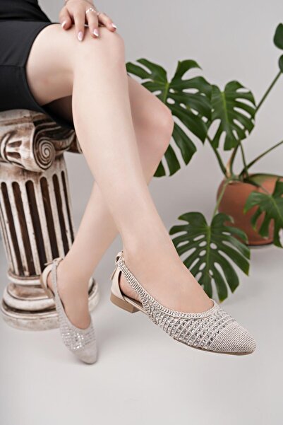 Nesil Shoes Γυναικείες μπαλαρίνες Ceylan 230 Skin Stone Straw