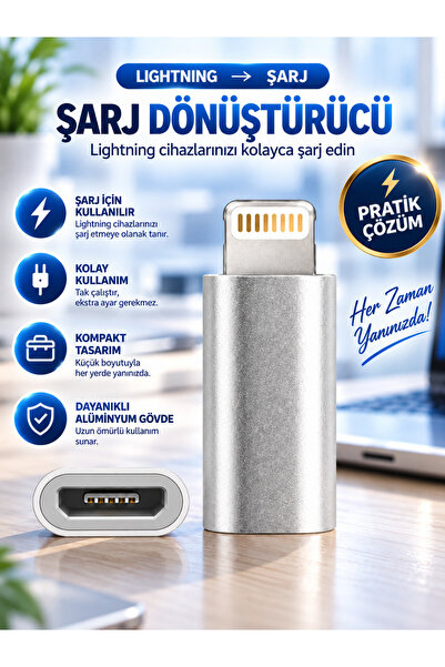 PEMBERTON Lightning to USB-C Dönüştürücü Adaptör iPhone Uyumlu Şarj ve Veri A...