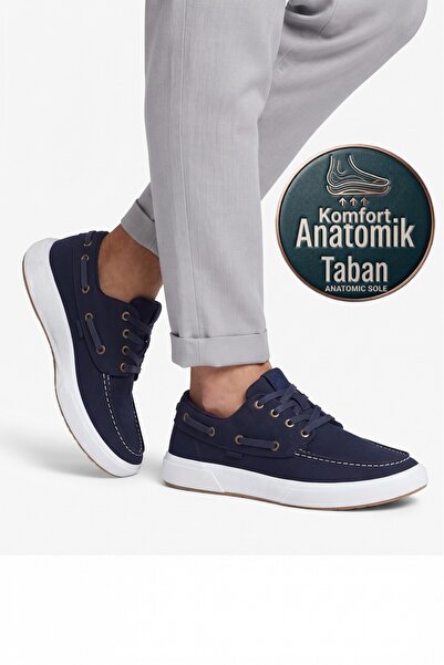 BUCKHEAD 4320 Edoras Lacivert Bahar Yaz Keten Comfort Memory Taban Günlük Sne...