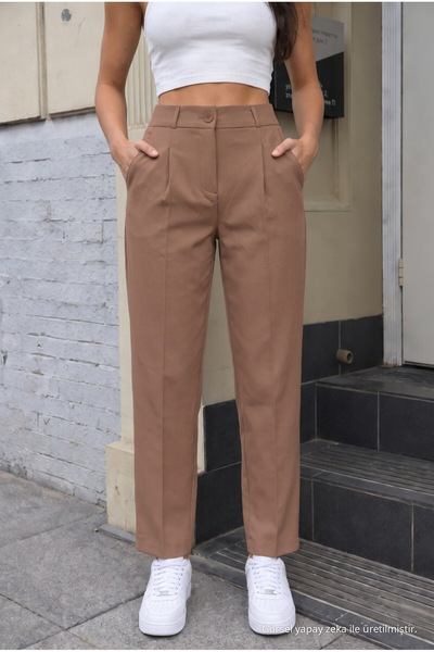 BİKELİFE Women's High Waist Elastic Carrot Cut Pencil Pants
