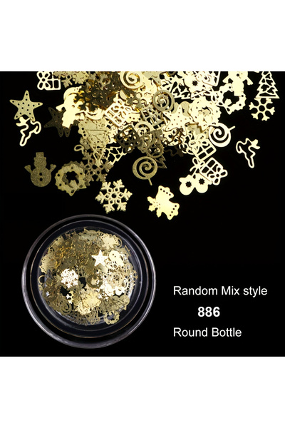 Choice 886-Square Bottle 3D Christmas Snowflakes Metal Nail Glitter Sequins M...