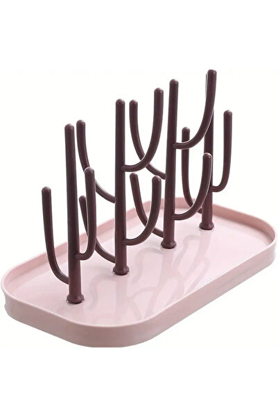 Choice Pink Baby Tree-shaped Milk Bottle Drain Rack, Dust-proof Milk Bottle H...