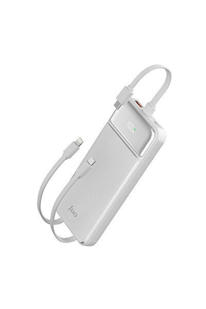 Juo 10000 mAh 22.5W Led Ekranlı Lightning ve Type-C Kablolu Powerbank Taşınab...