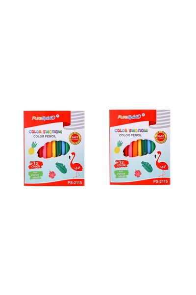 Choice PS2115 2BOXES 12 Colors Mini Pencil Set Short Colored Pre-Sharped Penc...