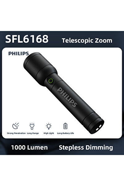 Philips SFL6168 Optical Zoom Flashlight Portable Flashlight With 4 Lighting M...