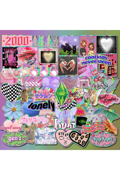 Choice 50pcs 50PCS Laser Y2k Pink Girl Stickers Decals Decoration Suitcase Sc...