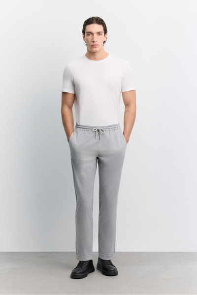 Avva Erkek Gri Beli Lastikli Bağcıklı Duble Paça Jogger Relaxed Fit Pantolon ...