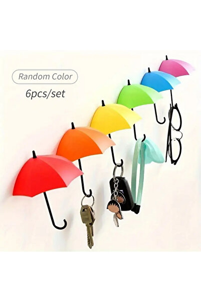 Choice 6pcs Random Color Umbrella Wall Hooks, Creative Decoration Key Hook, W...