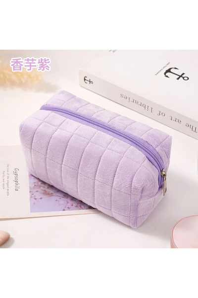 choice2 purple New Cute Plush Cosmetic Bag, Travel Skin Care Product Storage ...