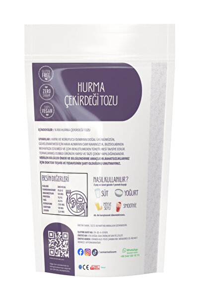 Annemeli 250 gr Hurma Çekirdeği Tozu (UNU) %100 Doğal
