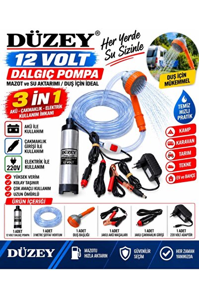 Düzey 220-12 VOLT SIVI AKTARMA POMPASI & 3 FARKLI ÇALIŞMA ŞEKLİ ( HORTUMLU-DU...