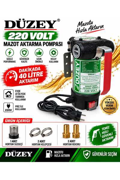 DÜZEY 220 VOLT BYPASSLI DK/LİTRE:40 LT. MAZOT AKTARMA POMPASI
