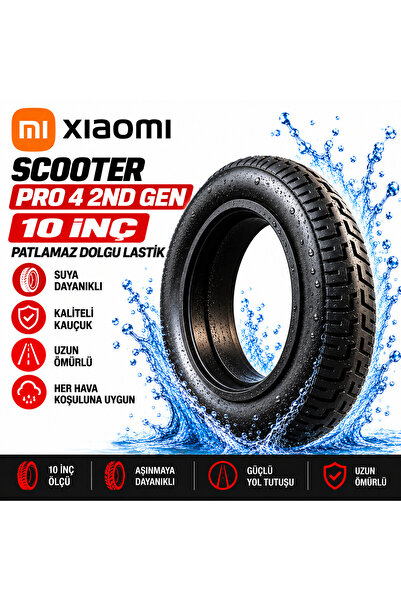 mi dünyası Xiaomi Scooter Pro 4 2nd Gen 10 İnç Patlamaz Dolgu Lastik Ön Arka ...