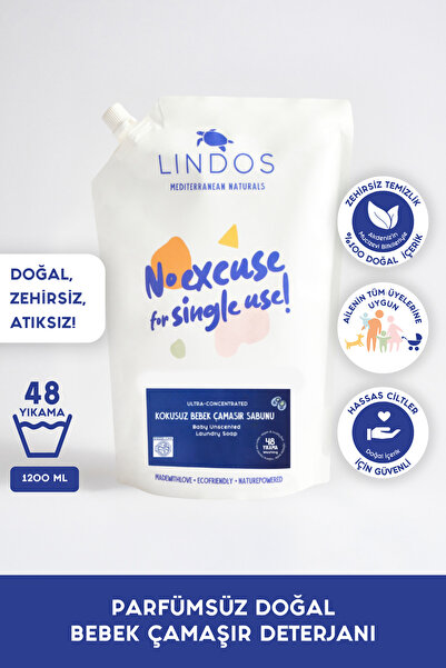 Lindos Doğal Bebek Çamaşır Sabunu %100 Bitkisel Parfümsüz Baby Ekonomik 48 Yı...