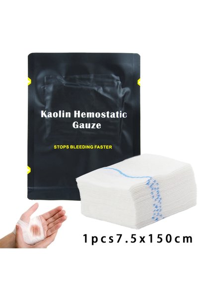 Choice 1pcs7.5x150cm Hemostatic Kaolin Gauze Combat Emergency Trauma Z-Fold S...