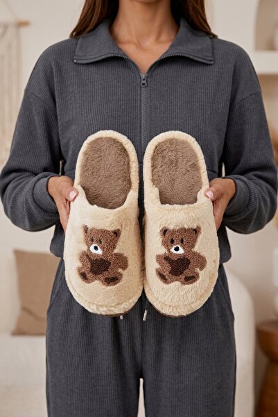 Beyond Women's Mink Teddy Bear Embroidered Plush Furry House Slippers 3 cm By...