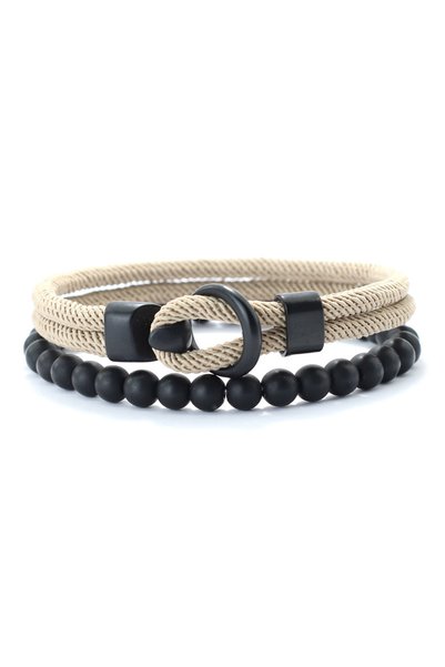 Choice 20.5cm(8.1inches) khaki Fashion Mens Bracelet Set Lucky Thread Wrap Br...