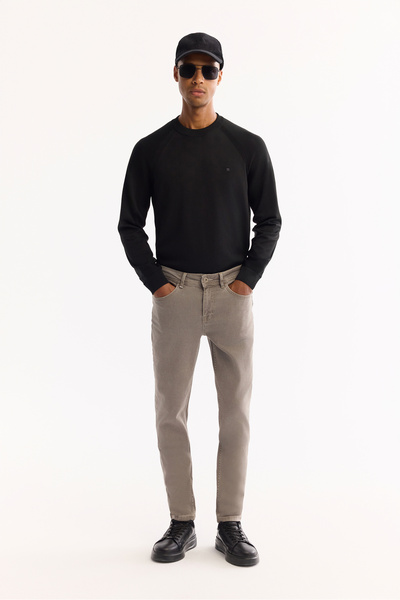 Avva Erkek Vizon Klasik Bel Eskitme Yıkamalı Pamuklu Berlin Slim Fit Jean Pan...