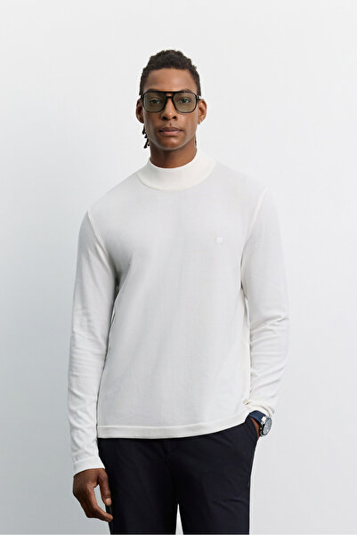 Avva Men's Ecru Half Turtleneck Rayon Non-Pilling Basic Regular Fit Knitwear ...