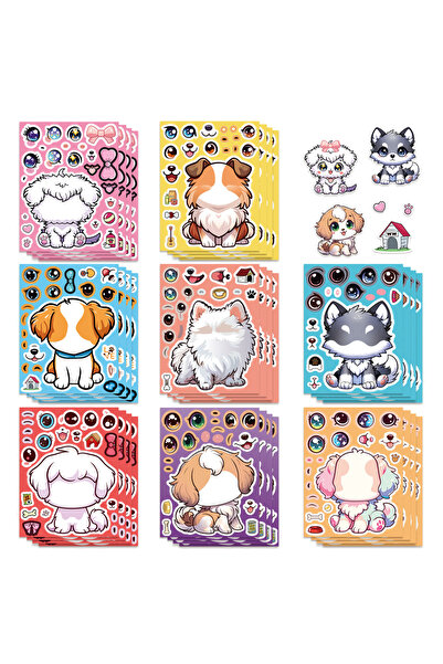 Choice 8pcs x2 8/16 Pcs Cartoon Cute Dog Make A Face Stickers DIY Game for Bi...