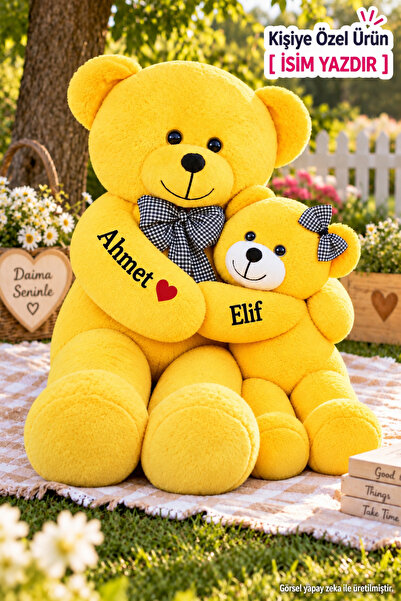 Pandamkee 2’li Anne ve Yavrulu Peluş Ayı Seti – 80 cm Büyük Peluş Ayı ve 50 c...