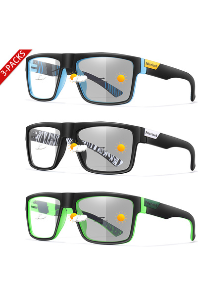 choice2 AE9-10-11 3-Pairs Classical Square Photochromic Sunglasses Outdoor Sp...