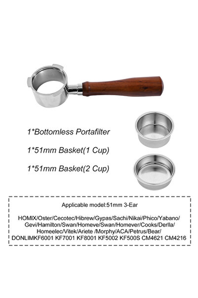 Choice6 Donlim51MM-RosewoodA Coffee Bottomless Portafilter 51mm For Homix H11...