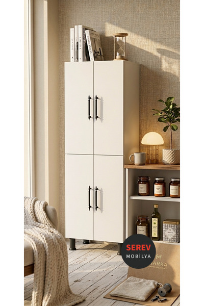 Serev Mobilya Çok Amaçlı Mutfak Erzak Kiler Banyo Dolabı 168 x 47 cm