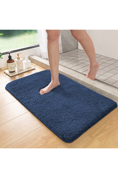 Choice 400MMx600MM Blue Long hair absorbent bathroom mat furry shower room fo...