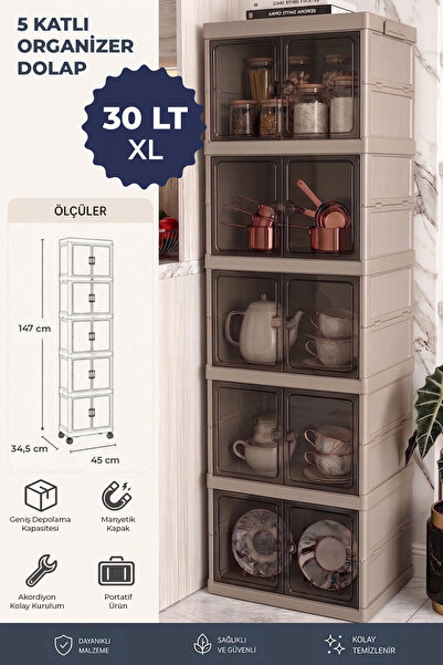 Kitchen Life 5 Katlı Katlanabilir Modüler Çok Amaçlı Organizer Dolap Çizmelik...