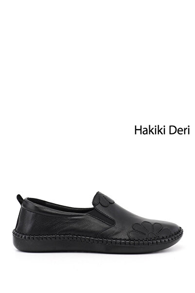 GÖNDERİ(R) Women's Black Genuine Leather Comfort Shoes