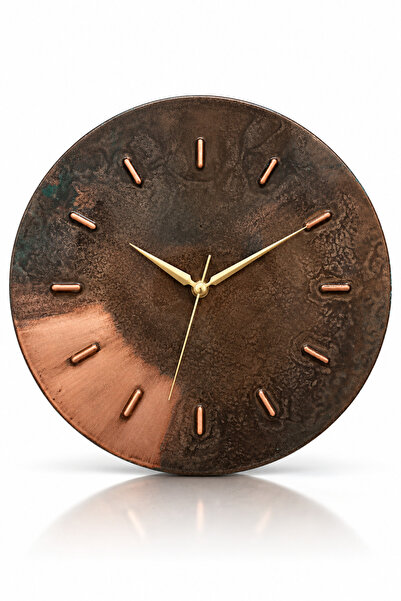 Copper Empire Eskitme Bakır Duvar Saati. Ev&Ofis Vintage Hand Made Bakır Saat