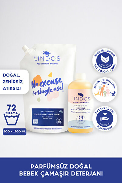 Lindos 2'li Fırsat Paketi Doğal Bebek Çamaşır Sabunu %100 Bitkisel Antialerji...