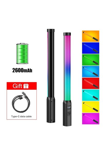 NUNUPHO عصا إضاءة LED محمولة جديدة بطول 50 سم، متعددة الألوان RGB، بطول 19.68...
