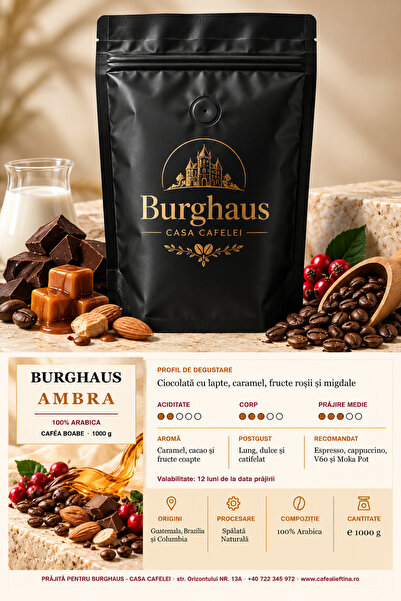 BURGHAUS Ambra Boabe de cafea specialitate 100% Arabica 1 kg