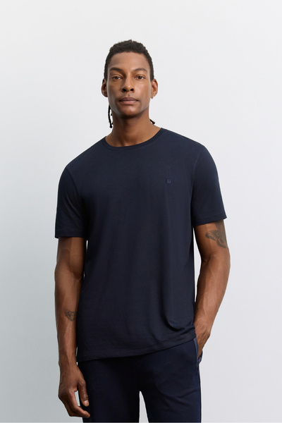 Avva Men's Navy Blue Crew Neck Soft Touch Basic Regular Fit T-Shirt B001171