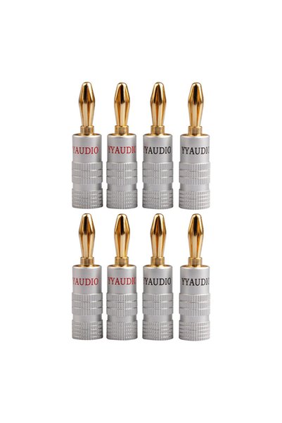 Choice 8 pcs YYAUDIO Pure Copper Gold-Plated Banana Plug Speaker Connection 4...